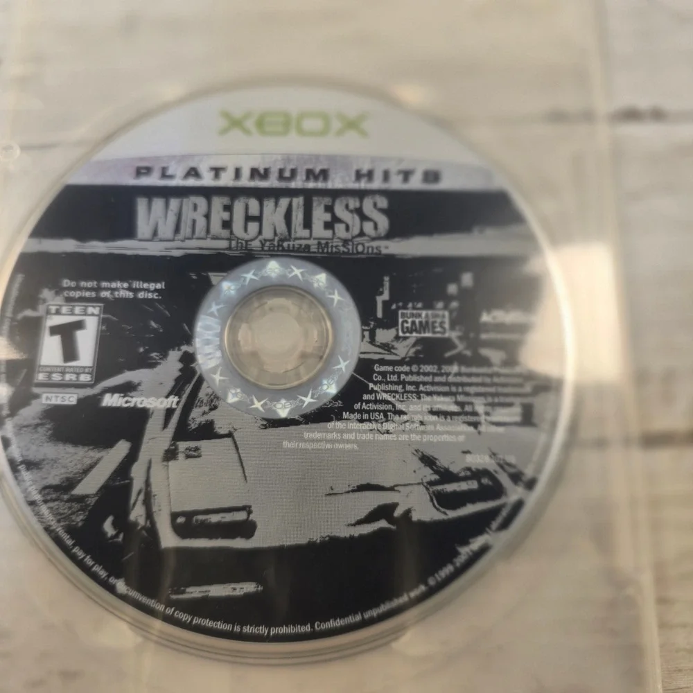 Wreckless The Yakuza Missions Microsoft Xbox Platinum Hits Disc Only NTSC T Teen